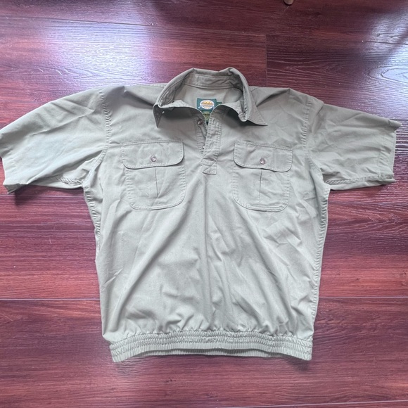 Cabela's Safari Series Men's Shirt Sz M Khaki Beige Short Sleeve Pockets - Picture 1 of 11